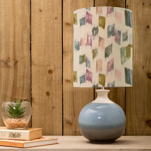 Table Lamp with Patterned Shade - Blue, Ceramic image