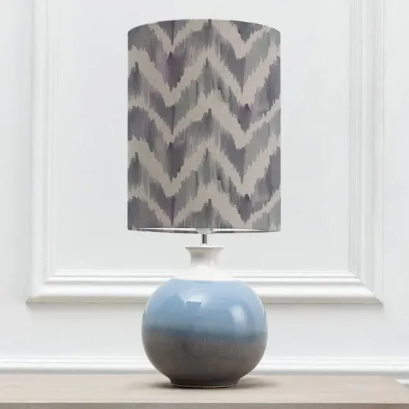 Table Lamp with Patterned Shade - Purple, Ceramic