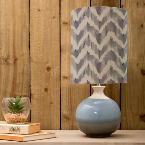 Table Lamp with Patterned Shade - Purple, Ceramic