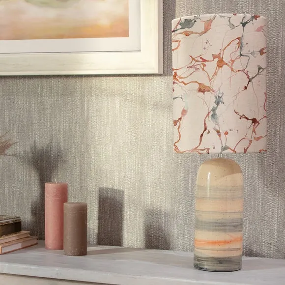 Table Lamp with Patterned Shade - Red, Ceramic image
