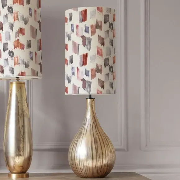Table Lamp with Patterned Shade - Red, Glass image