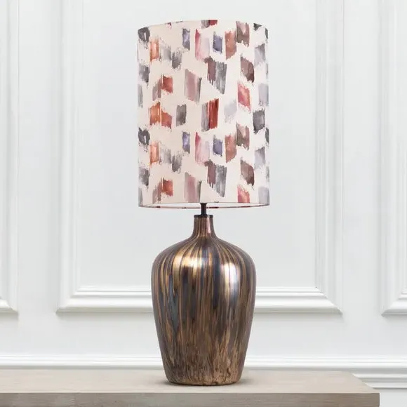 Table Lamp with Patterned Shade - Red, Glass