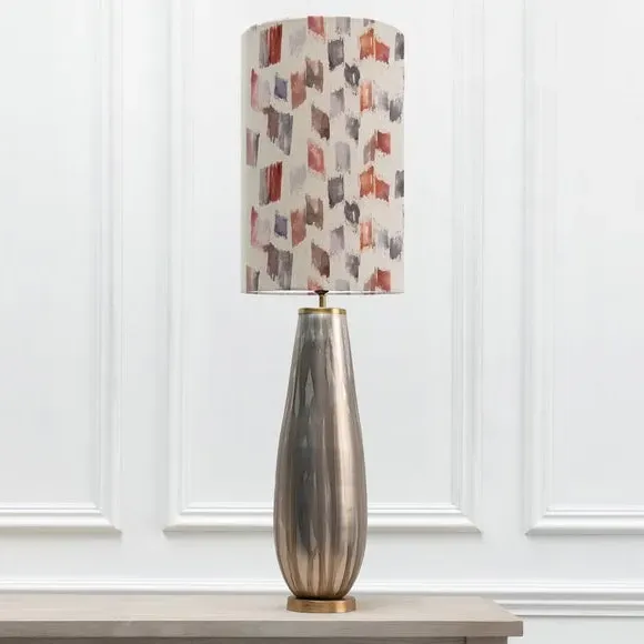 Table Lamp with Patterned Shade - Red, Glass