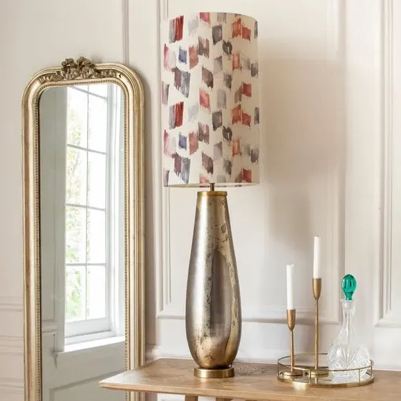 Table Lamp with Patterned Shade - Red, Glass image