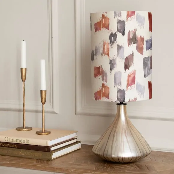 Table Lamp with Patterned Shade - Red, Glass
