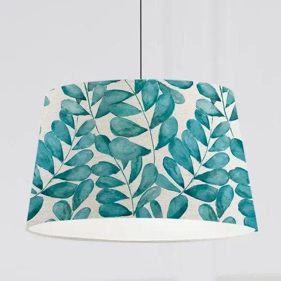 Tapered Lamp Shade with Floral Print - Blue