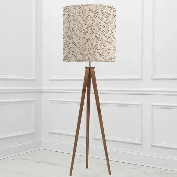 Tripod Floor Lamp with Floral Shade - Red, Wood