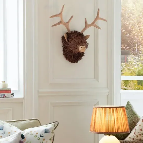 Wall Mounted Stag Head Ornament - Brown, Rattan image