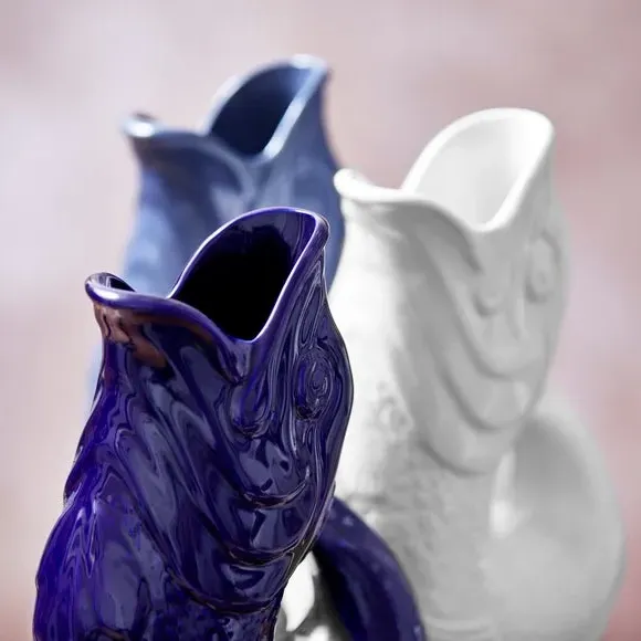 Fish Jug with Glossy Glaze - Blue, Ceramic