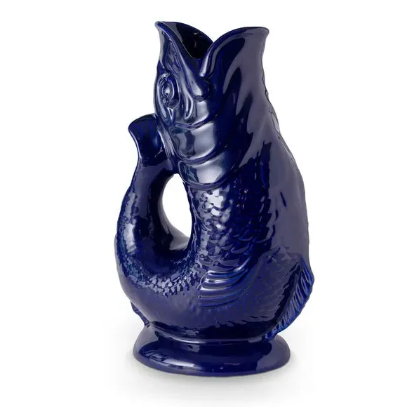Fish Jug with Glossy Glaze - Blue, Ceramic