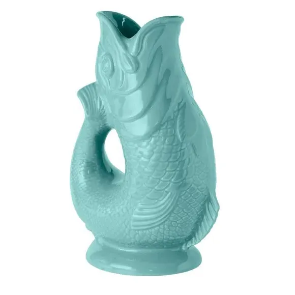 Fish Jug with Glossy Glaze - Blue, Ceramic