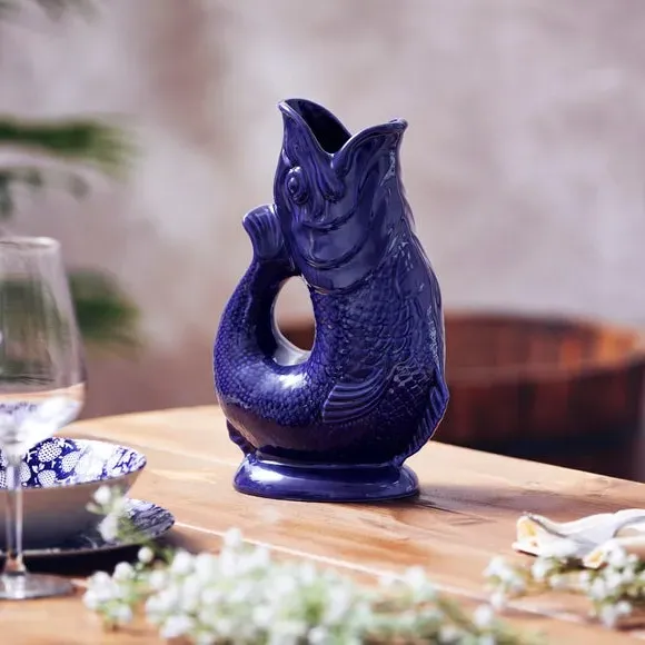 Fish Jug with Glossy Glaze - Blue, Ceramic image