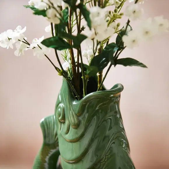 Fish Jug with Glossy Glaze - Forest, Ceramic