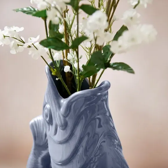 Fish Jug with Glossy Glaze - Grey, Ceramic
