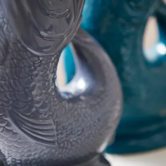 Fish Jug with Glossy Glaze - Grey, Ceramic