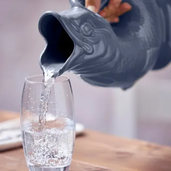 Fish Jug with Glossy Glaze - Grey, Ceramic