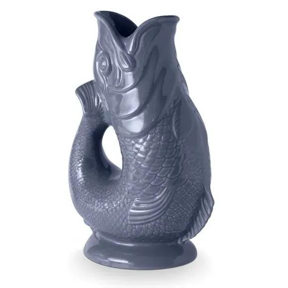 Fish Jug with Glossy Glaze - Grey, Ceramic