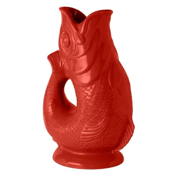 Fish Jug with Glossy Glaze - Red, Ceramic
