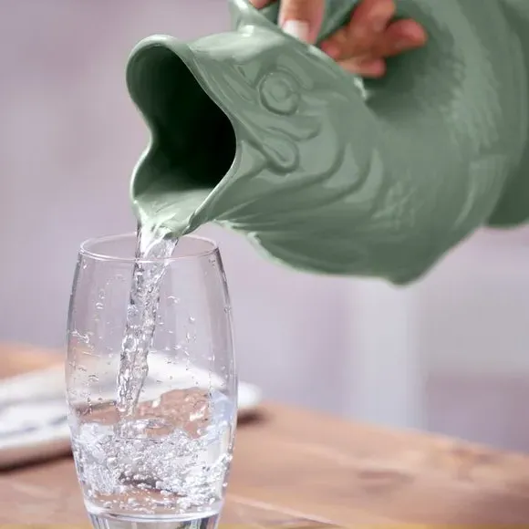 Fish Jug with Glossy Glaze - Sage, Ceramic