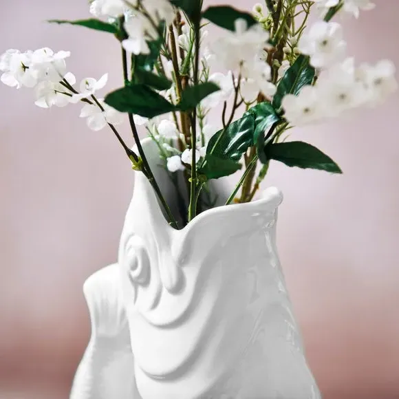Fish Jug with Glossy Glaze - White, Ceramic