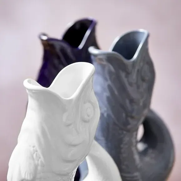 Fish Jug with Glossy Glaze - White, Ceramic