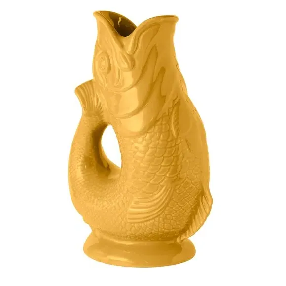 Fish Jug with Glossy Glaze - Yellow, Ceramic