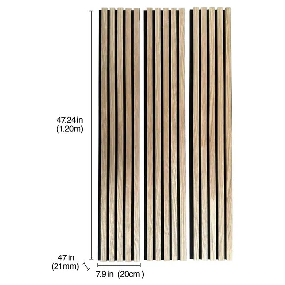 3-Pack Acoustic Slat Panels - Natural, Wood