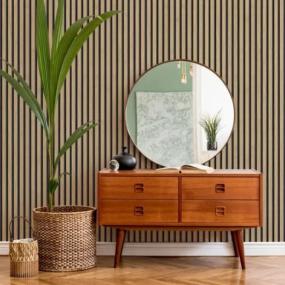 3-Pack Acoustic Slat Panels - Natural, Wood