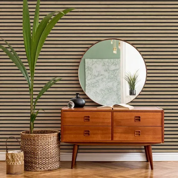 3-Pack Acoustic Slat Panels - Natural, Wood