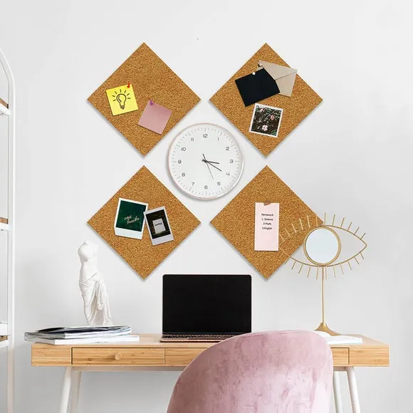 4-Pack Cork Wall Tiles Self-Adhesive - Natural