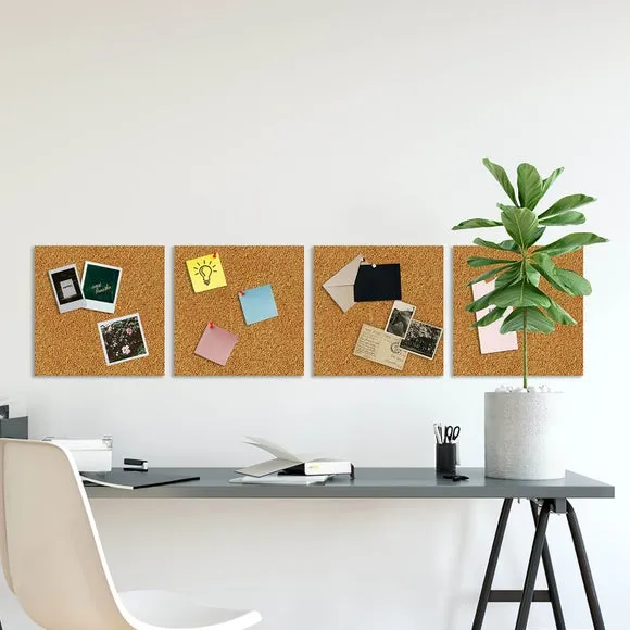 4-Pack Cork Wall Tiles Self-Adhesive - Natural