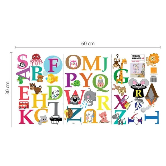 Alphabet Wall Stickers - Multicolor, Vinyl