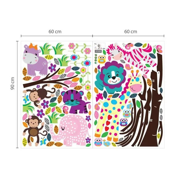 Animal Wall Stickers Set - Multicolor, Vinyl