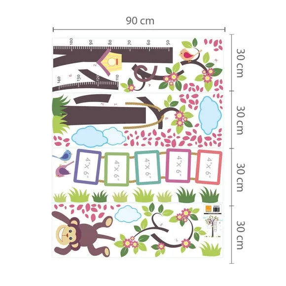 Animal Wall Stickers with Height Chart - Multicolor
