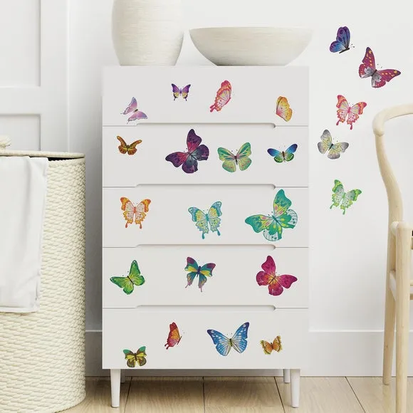 Butterfly Ring Wall Stickers - Multicolor, Vinyl