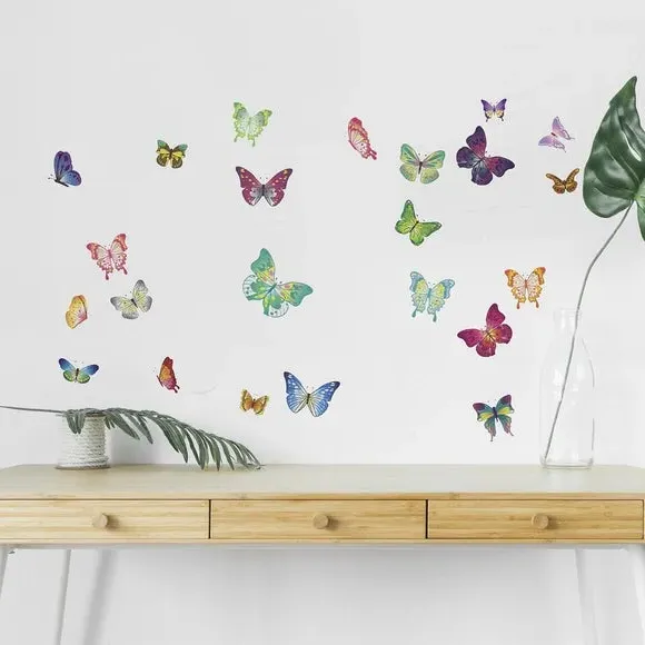 Butterfly Ring Wall Stickers - Multicolor, Vinyl