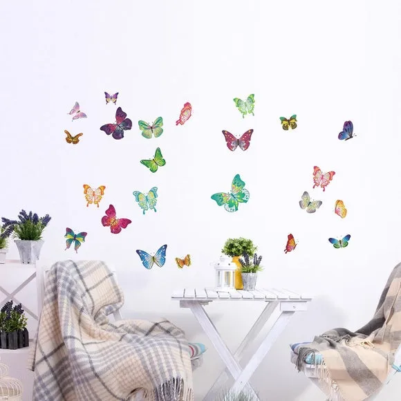 Butterfly Ring Wall Stickers - Multicolor, Vinyl