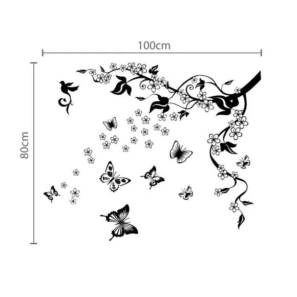 Butterfly Vine Wall Sticker - Pink, Vinyl