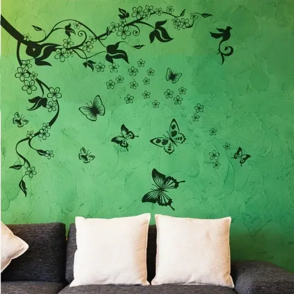 Butterfly Vine Wall Sticker - Pink, Vinyl