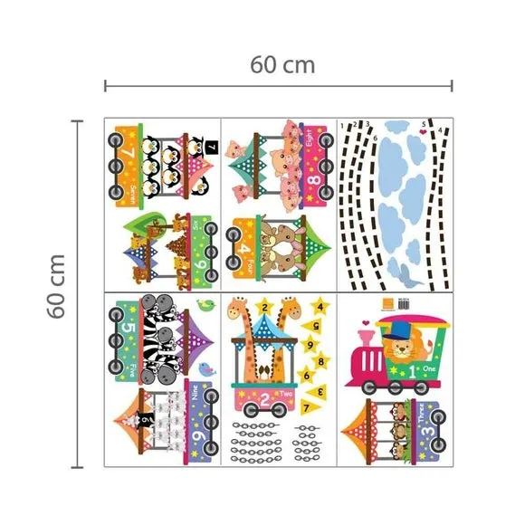 Circus Numbers Wall Stickers - Multicolor, Vinyl