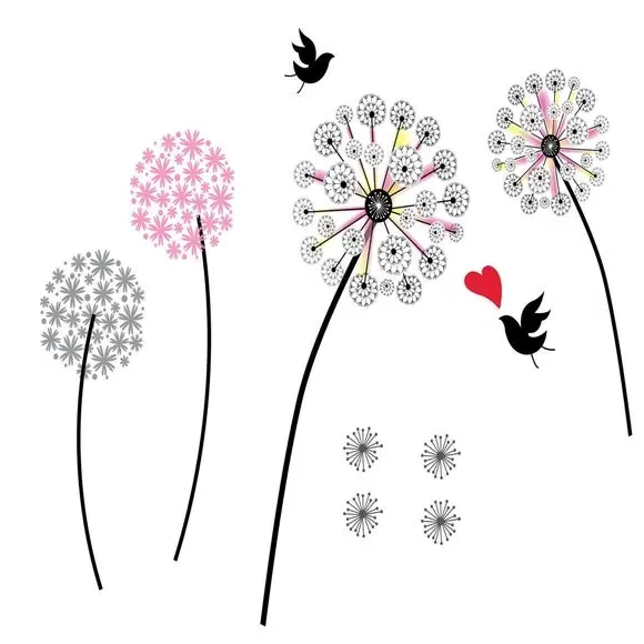 Dandelion Wall Stickers - Pink, Vinyl