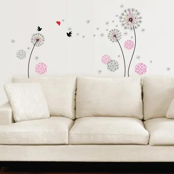 Dandelion Wall Stickers - Pink, Vinyl