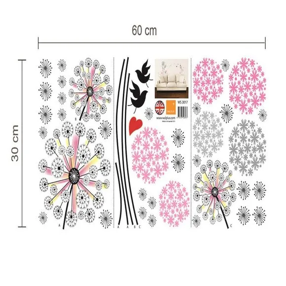 Dandelion Wall Stickers - Pink, Vinyl