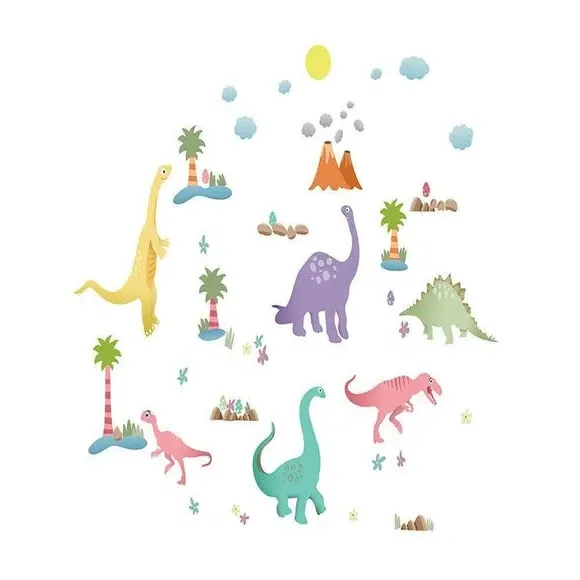 Dinosaur Wall Stickers - Multicolor, Vinyl