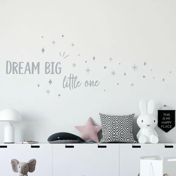 Dream Big Wall Sticker - Grey, Vinyl