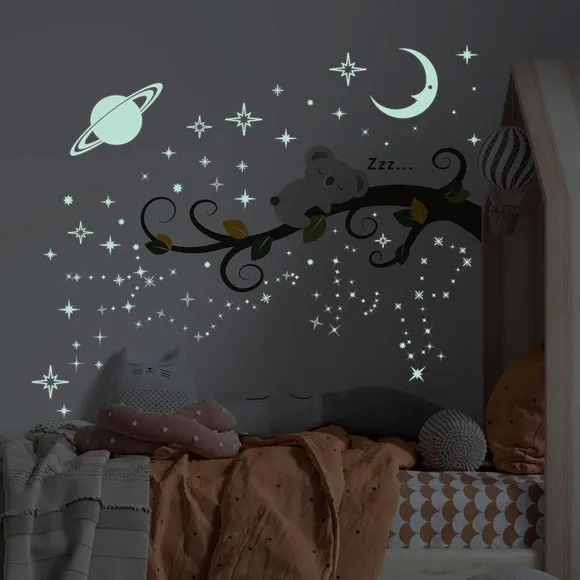 Koala Wall Stickers with Glowing Stars - Vinyl
