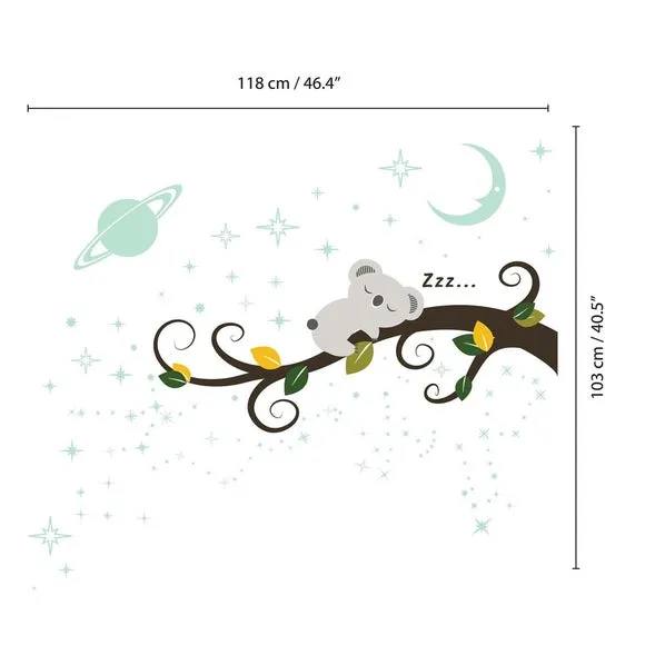 Koala Wall Stickers with Glowing Stars - Vinyl