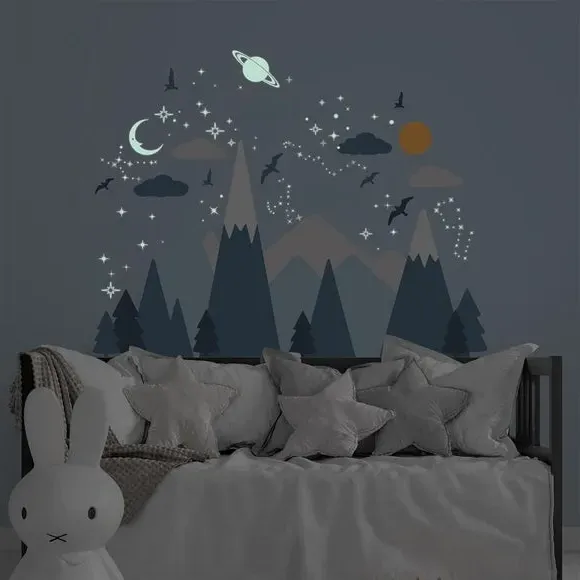 Mountain Landscape Wall Stickers - Blue, Vinyl