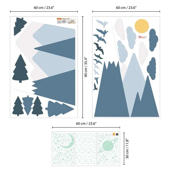 Mountain Landscape Wall Stickers - Blue, Vinyl