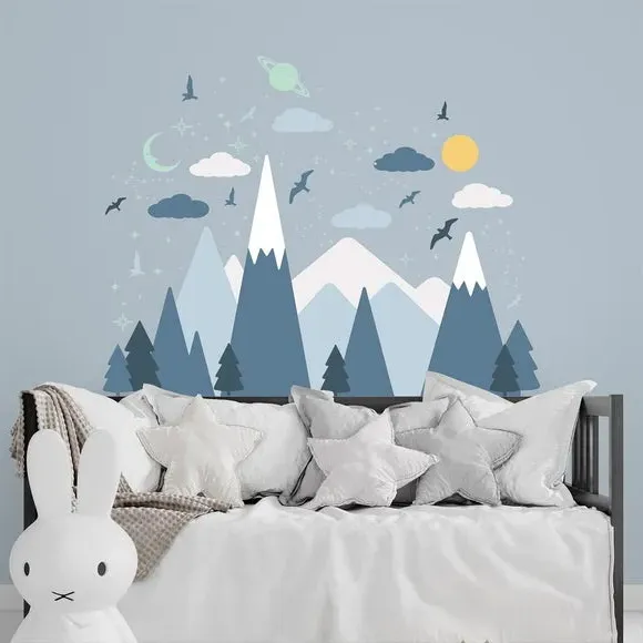 Mountain Landscape Wall Stickers - Blue, Vinyl image